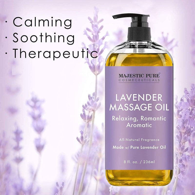 MAJESTIC PURE Lavender Massage Oil for Men and Women - Great for Calming, Soothing and to Relax - Blend of Natural Oils for Therapeutic Massaging and Aromatherapy - 8 fl oz. - NewNest Australia