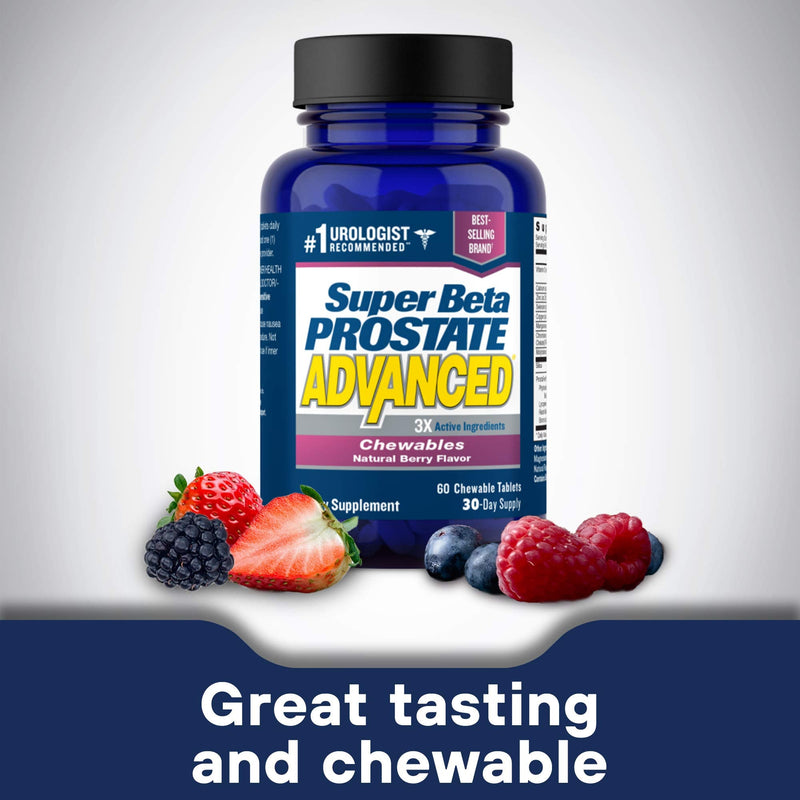 Super Beta Prostate Advanced Chewables - Delicious, Urologist Recommended Prostate Supplement for Men – Reduce Bathroom Trips, Promote Sleep, Support Prostate Health (60 Chews, 1-Bottle) - NewNest Australia