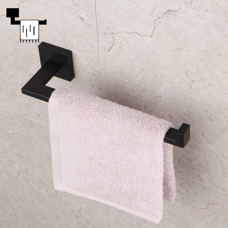 GERZWY Modern Black Towel Holder SUS304 Stainless Steel Towel Hanger Towel Ring for Bathroom Lavatory Wall Mount Contemporary Style IG1806-BK - NewNest Australia