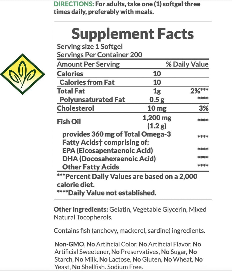 Omega-3, Supports Heart Health, 1200 Mg 200 Count - NewNest Australia