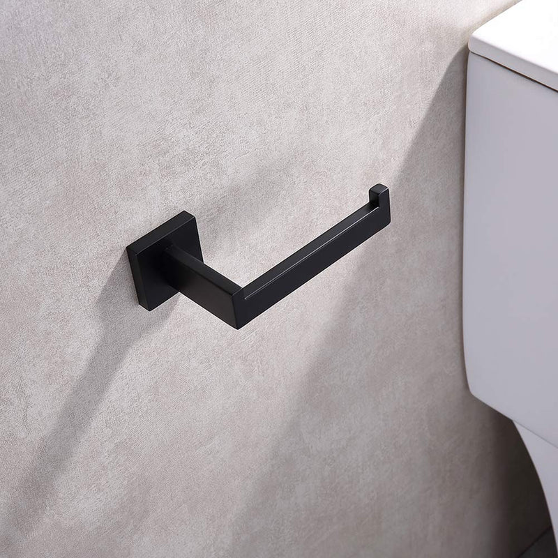 TASTOS Toilet Paper Holder Matte Black, Toilet Tissue Roll Holders Dispenser and Hangers Wall Mounted for Bathroom & Kitchen, Stainless Steel Modern Square Style Square Size - NewNest Australia