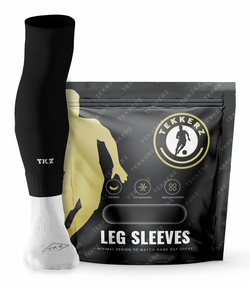 TEKKERZ Leg Sleeves - over the calf, knee high sports socks for soccer, football, baseball, basketball, rugby, wrestling Black - NewNest Australia