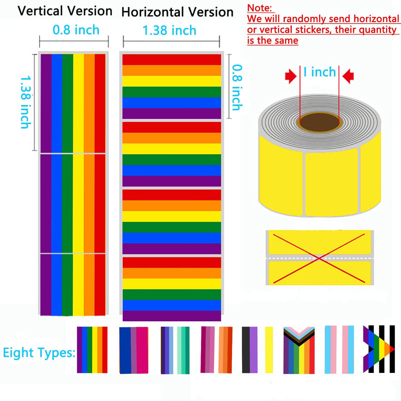 LGBTQ Pride Stickers, Six-Color Rectangle Rainbow Self Adhesive Decal Waterproof Stickers for Parades and Events(1 Roll - 300 Stickers) 6 Color Pride - NewNest Australia