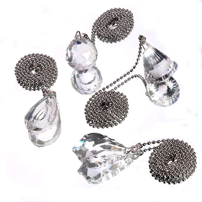 longsheng Clear Crystal Prism Drop Dazzling Crystal Ceiling Fan Pull Chain Pull Chain Extension with Connector for Ceiling Light Fan Set of 4 with Gift Box - NewNest Australia