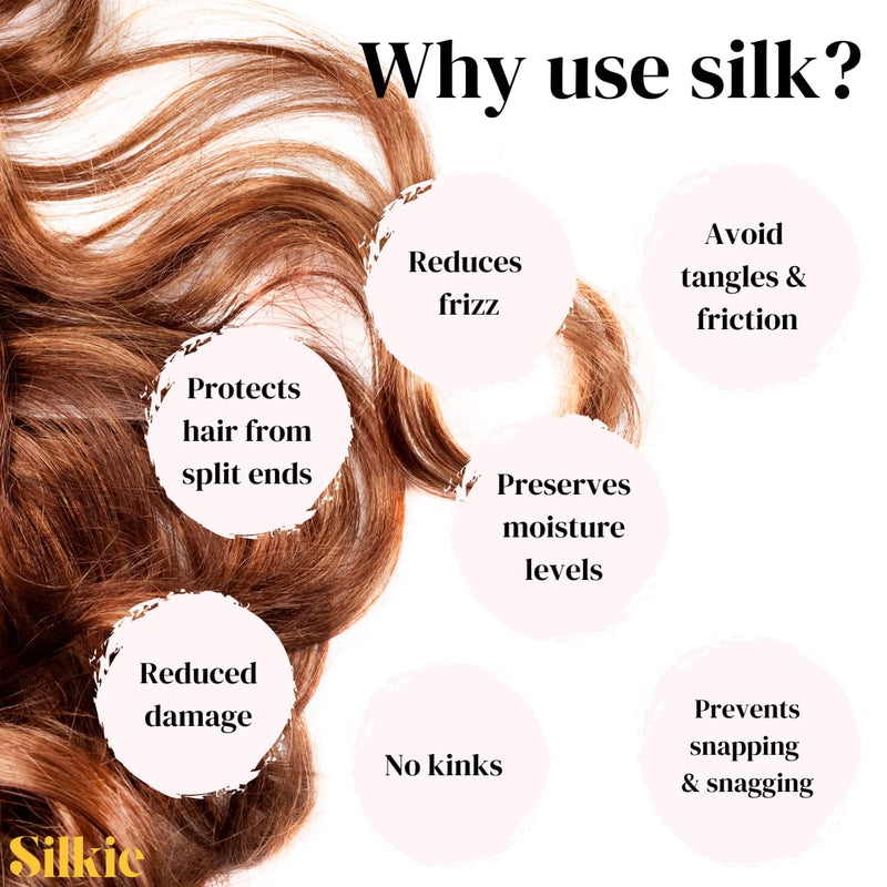 SILKIE x2 Set 100% Pure Mulberry Silk Pink Black Large Oversized Scrunchies Silk Travel Pouch Hair Ties Elastics Hair Care Premium Ponytail Holder No Damage Classic - NewNest Australia