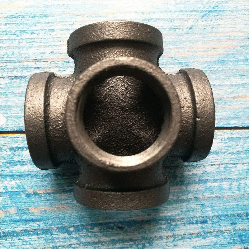 Lucas shops 1" 5 Way Pipe Fitting Malleable Iron Black Outlet Cross Female Tube Connector (1 Inch) - NewNest Australia