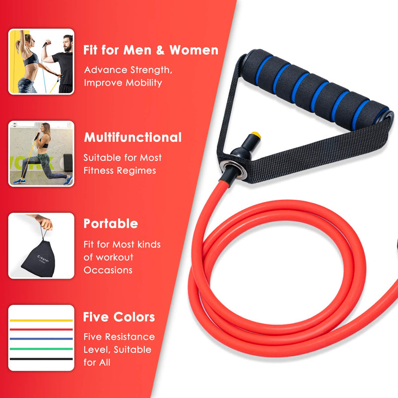 Cikyner Resistance Bands, Resistance Tubes Resistance Bands with Handles Exercise Bands, Ideal for Home Gym Physical Therapy Strength Training Muscle Toning, Door Anchor & Bag included (single tube) Red - NewNest Australia