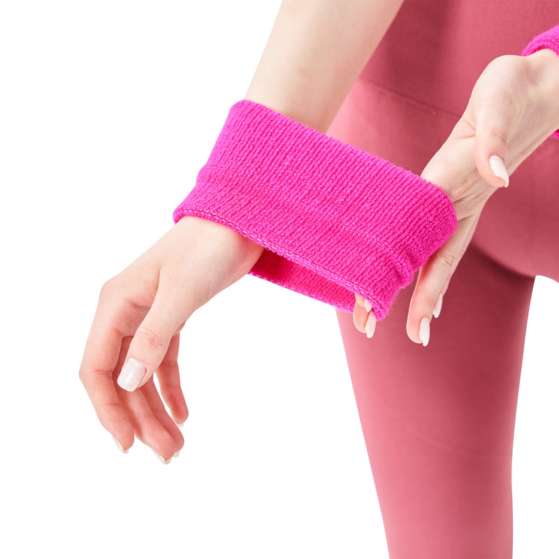 Mallofusa 10 Pack Sports Wristband Sweatband Gym Yoga Wrist Support Sweatband Cotton Wrist Wraps - NewNest Australia