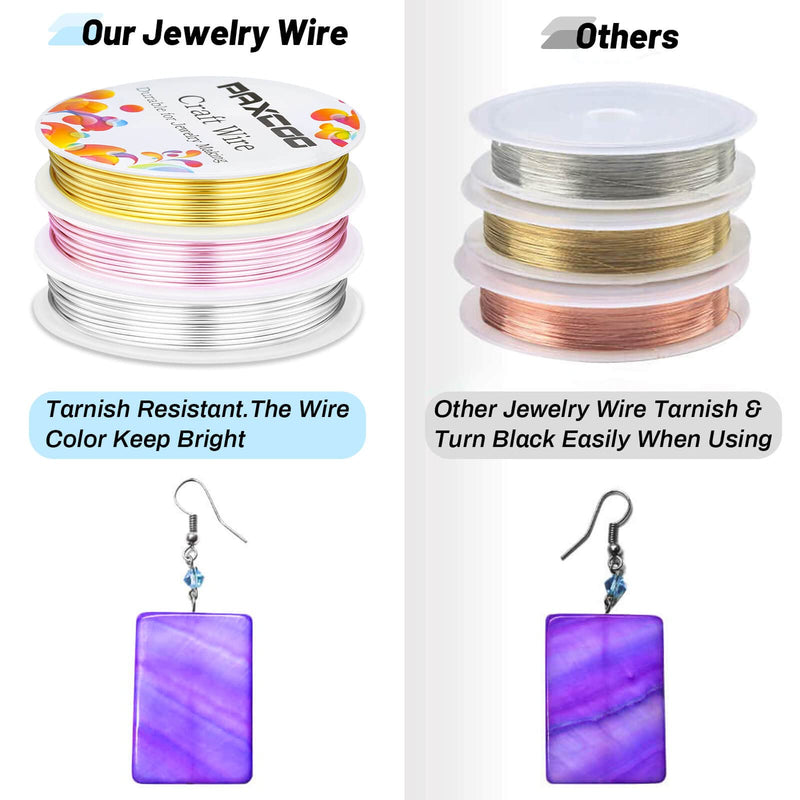 Paxcoo 3 Pack Jewelry Wire Craft Wire 18 Gauge Tarnish Resistant Jewelry Beading Wire for Jewelry Making Supplies and Crafting (Silver, Gold and Rose Gold) - NewNest Australia