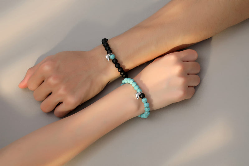 XIANNVXI Couples Bracelets His and Her Magnetic Matching Couple Gifts Bracelets Jewelry Black&Green - NewNest Australia