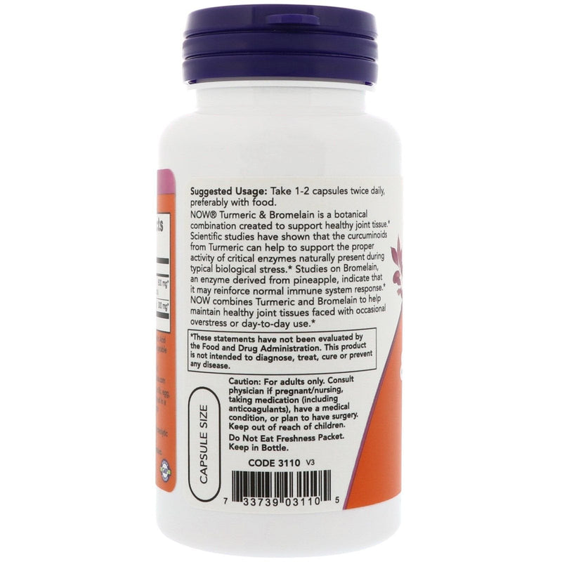 NOW Foods - Turmeric & Bromelain 90 vcaps - NewNest Australia