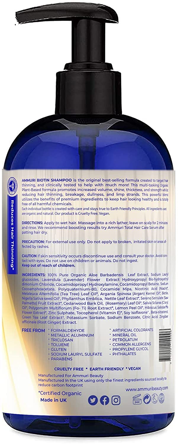 Biotin DHT Blocker Anti Dandruff Hair Growth Shampoo | Dry Scalp Hair Thinning Dermatitis Shampoo | Itchy Scalp Shampoo - Hair Loss Treatment for Women & Men - Biotin for Support Hair Growth - 473 ml - NewNest Australia