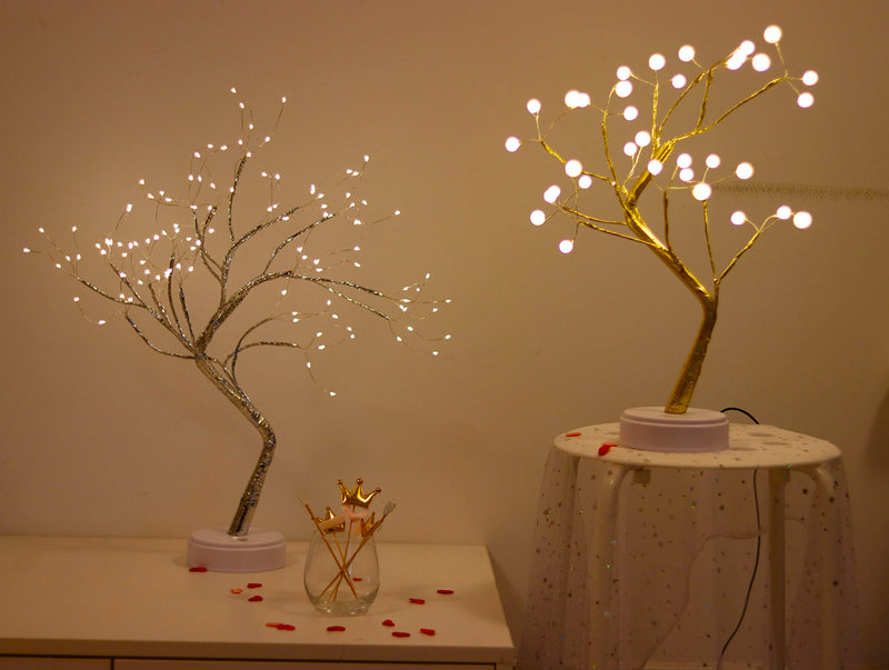 NewNest Australia - Bonsai Lighted Tree Table Top LED Shimmer Tree Light Battery & USB Powered Touch Switch Lit Pearl Branch Lights for Holiday Home Decorative Night Light for Living Room Xmax Gifts(TLGWW-P36) Bonsai Light With Pearl 