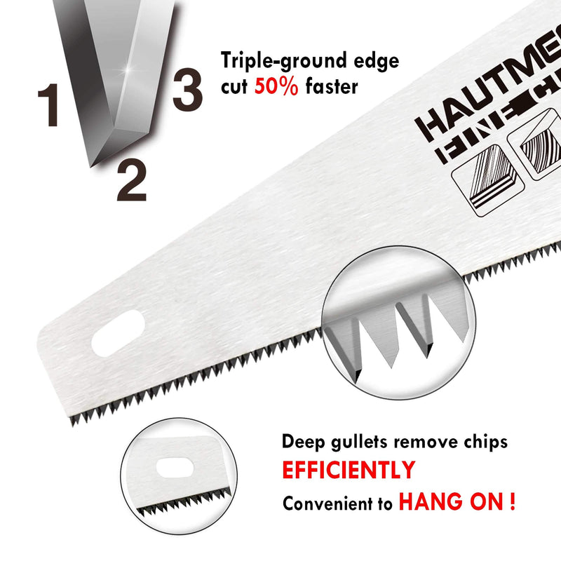 HAUTMEC 14 in. Universal Hand Saw - 11 TPI Fine Cuts Wood Saw - Professional Universal Saws for Wood, Laminate And Plastic - Crosscut Saw, HT0024 14 Inch - NewNest Australia