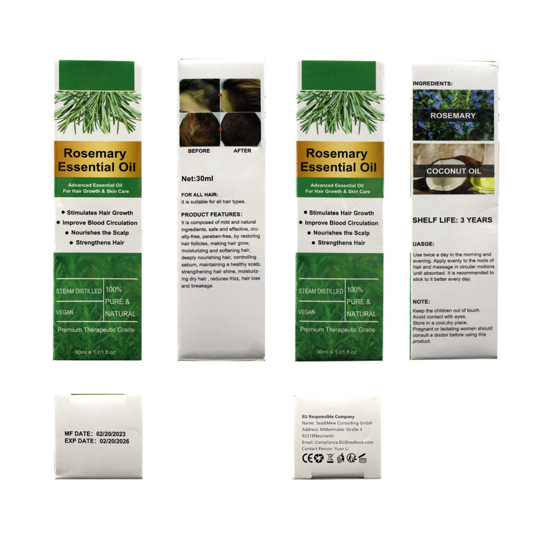 Rosemary Essential Oil, Rosemary Essential Oil, Rosemary Oil Hair Growth, Rosemary Oil 100% Natural Organic Essential Oil, Strong Hair Growth, More Hair Density, Hair Growth 2 X 30 Ml (60 Ml) - NewNest Australia