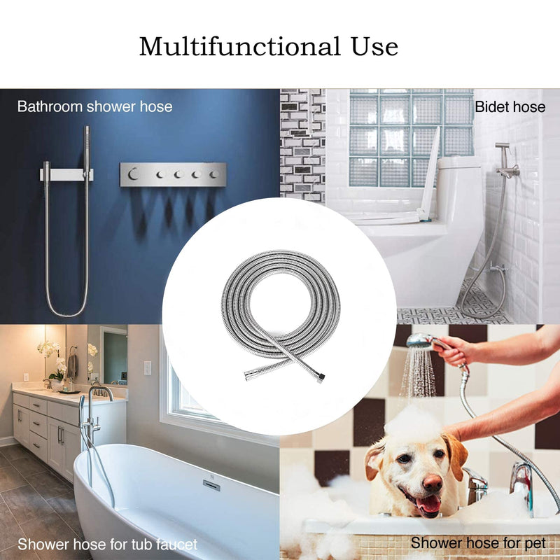 OIETON Extra Long Shower Hose 118 Inches , Flexible Stainless Steel Handheld Shower Hose, Anti-Explosion Anti-Kink Leakproof Hose, Universal Brass Connectors, Replacement Metal Extension Shower Hose - NewNest Australia