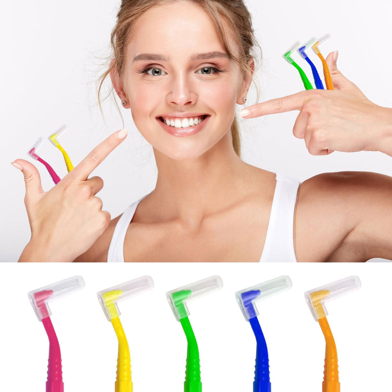 SKHAOVS Pack of 50 interdental brushes, toothbrushes for between teeth and gums, gap brush with non-slip handle, orthodontic universal care, braces cleaning, 5 colors - NewNest Australia