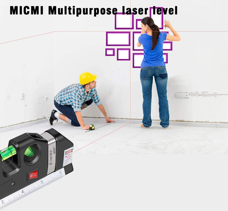 Laser level, Multipurpose Laser Tape Measure Line 8ft+ Tape Measure Ruler Adjusted Standard and Metric Rulers Update Batteries MICMI - NewNest Australia
