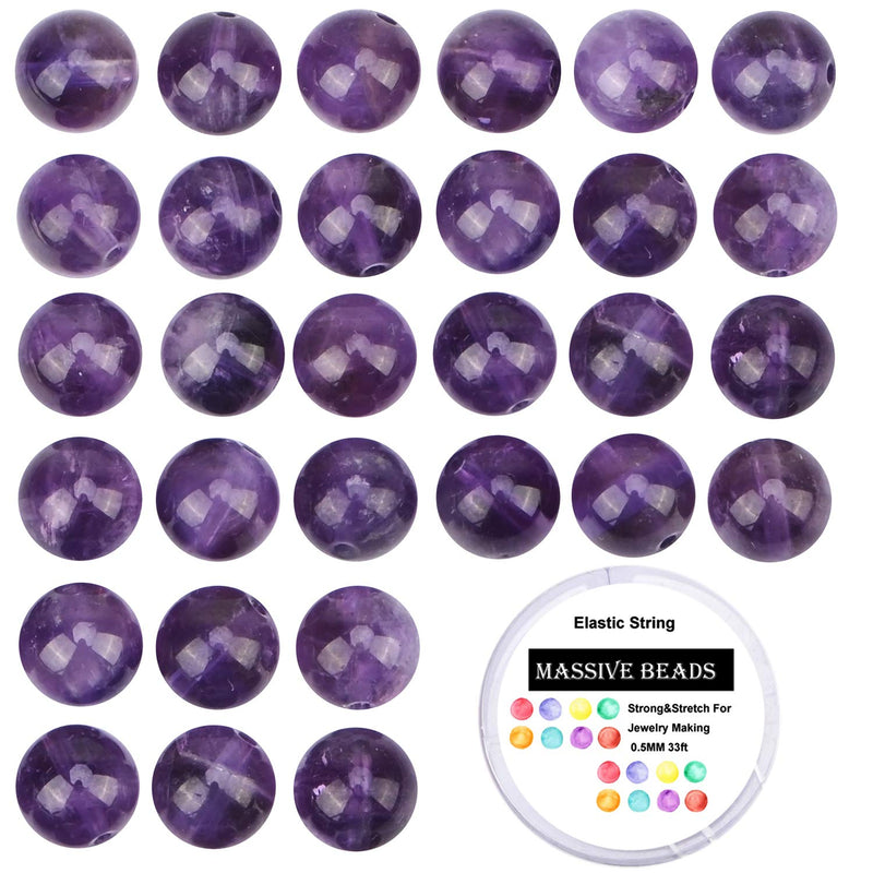 100Pcs Natural Crystal Beads Stone Gemstone Round Loose Energy Healing Beads with Free Crystal Stretch Cord for Jewelry Making (Amethyst, 6MM) Amethyst - NewNest Australia