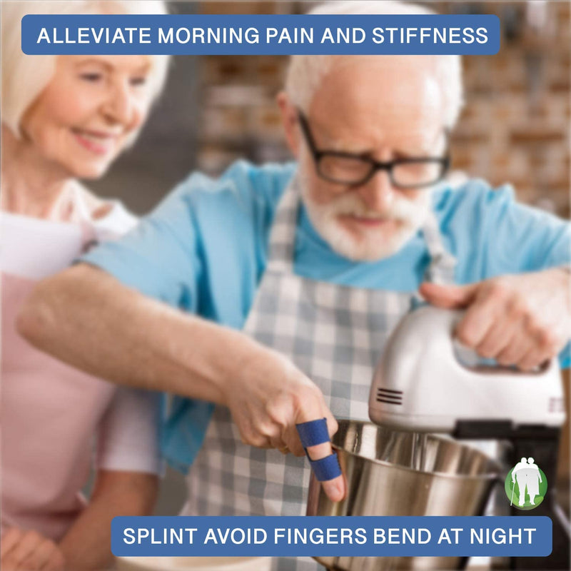 Simply SENIORS Finger Splint - 4 Pieces - Set of 2 Finger Splints + 2 Nylon Finger Sleeves for Trigger Finger & Arthritis Relief - Finger Brace for Straightening or Support for Broken Fingers - NewNest Australia