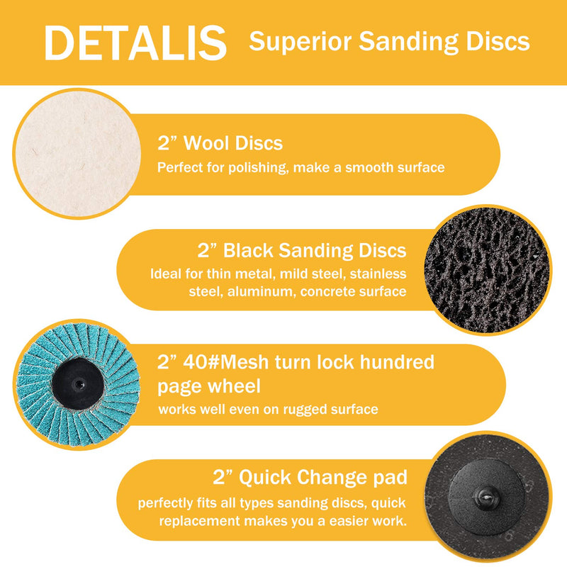 VIGRUE 80Pcs Sanding Discs Set, 2 Inches Roloc Quick Change Discs with 1/4 inch Holder, Surface Conditioning Discs for Die Grinder Surface Prep Grind Polish Burr Rust Paint Removal with Container - NewNest Australia