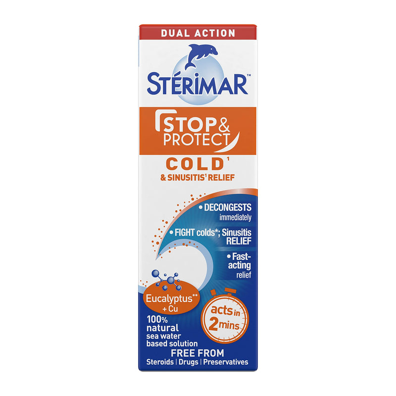STERIMAR Stop and Protect Cold and Sinusitis Relief- 100 Percent Natural Sea Water based Nasal Spray with Added Copper and Eucalyptus - 20 ml Pump, 20 ml (Pack of 1) 4.61 - NewNest Australia