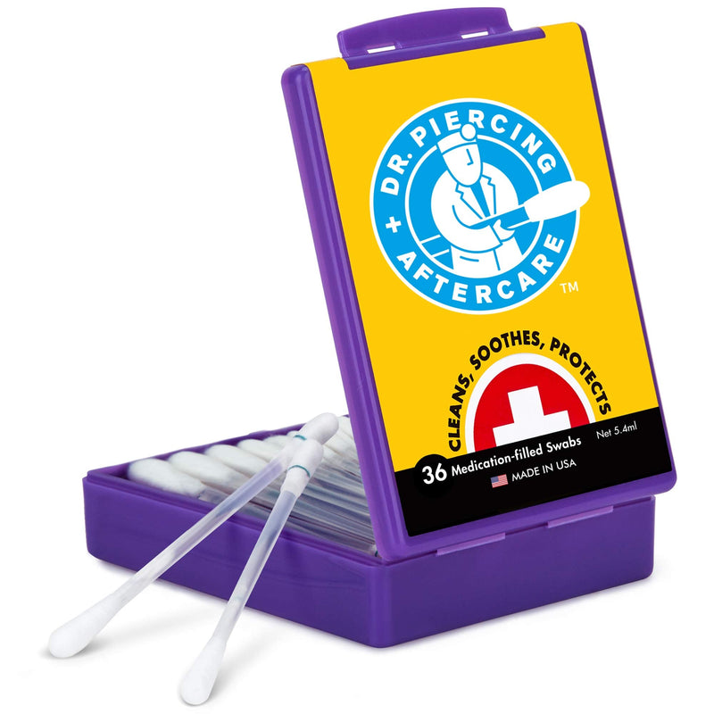 Dr. Piercing Aftercare- 72 Medicated Swabs Treat Ear, Nose, Belly, and Body Piercings - Each Swab Contains Cleaner Treatment to Care For A Peircing - Cleanser to Heal Pierced Ears… (2Pack) 2Pack - NewNest Australia