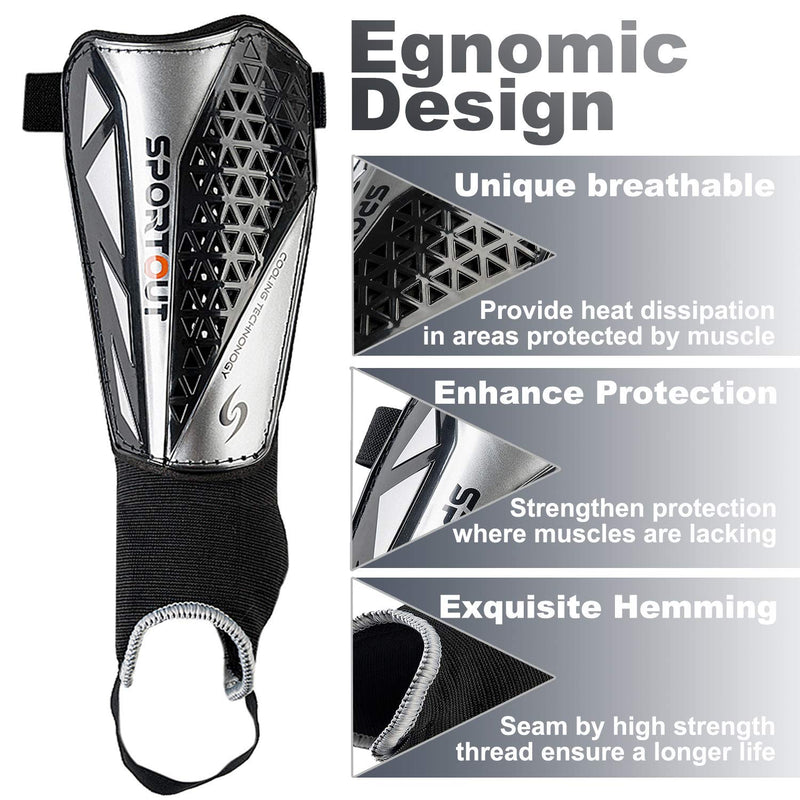 Sportout Kids Youth Adults Soccer Shin Guards with Protective Hard Shell,Offers Comprehensive Protection for Your Kids' Legs. Small Black 2.0 Pro - NewNest Australia