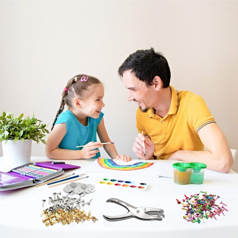 200 Pieces Paper Fasteners Brads, Multi Color Mini Brads Round Fasteners with 200 Pieces Silver Washers and Single Hole Metal Punch Pliers, Metal Paper Brads for Craft, Scrapbooking, DIY Supplies A - NewNest Australia