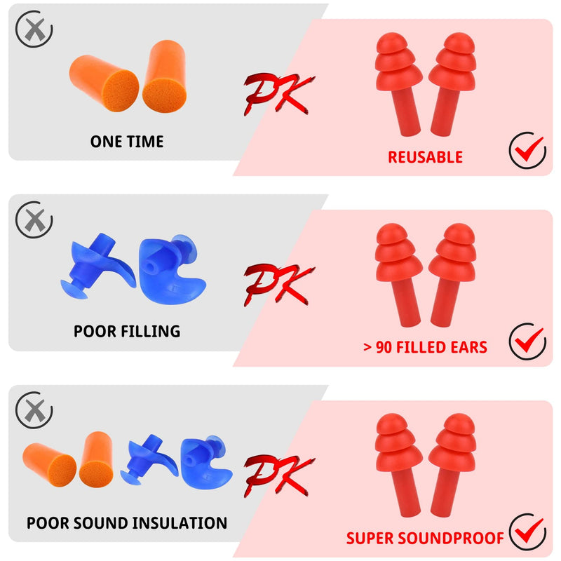 Multi Colour Soft Silicone Ear Plugs for Sleeping Noise Cancelling Reusable Earplugs for Sleep with Case Great for Swimming, Concerts, Hearing Protection, Travel, Snoring (2 Pairs EarPlugs) 2 Pairs EarPlugs - NewNest Australia