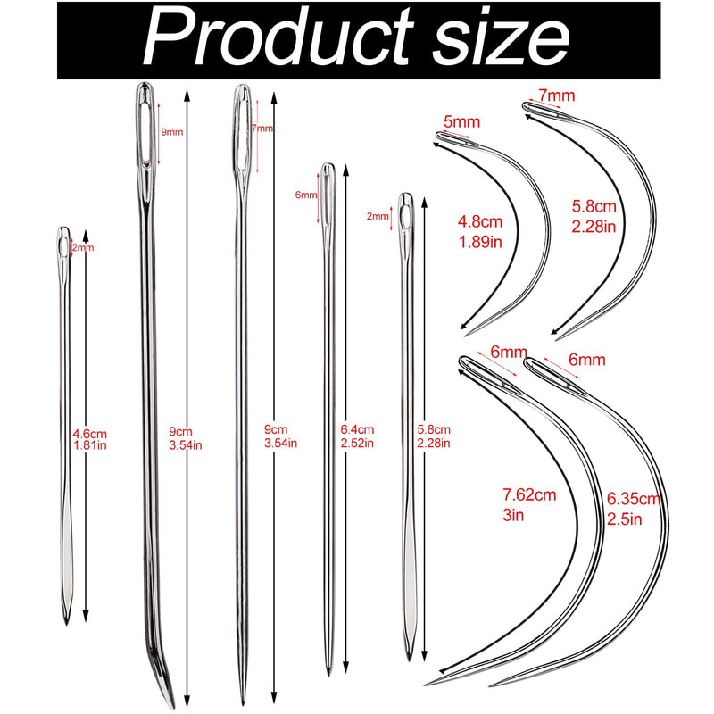 9 Pcs Heavy Duty Hand Sewing Needles Kit,Leather Sewing Needles with 5 Leather Hand Sewing Needle and 4 Curved Needle for Home Upholstery,Leather Needles for Hand Sewing,Carpet Canvas Repair… 9PCS - NewNest Australia