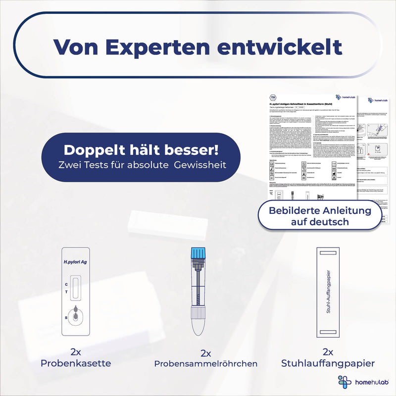 Homehulab 2x Helicobacter Pylori rapid test for at home, simple antigen stool test for stomach complaints such as heartburn or gastritis can be used as a self-test (2x test) - NewNest Australia
