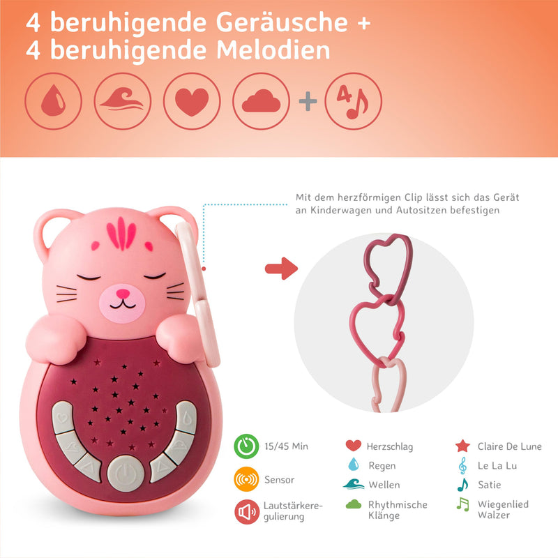 Cloud b Travel Comforting Sound Machine w/Calming Light | 4 White Noise and 4 Lullabies | Re-Activating Smart Sensor | Sweet Dreamz Cat Sweet Dreamz On The Go - Cat - NewNest Australia