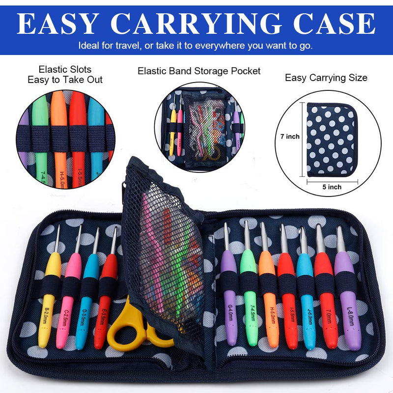 Inscraft 82 Pcs Crochet Hook Set, 19 Sizes 0.6mm-8mm(L), Ergonomic Soft Grip Handles Crochet Needles (11 Sizes) Kit with Bag for Arthritic Hands, Crochet Starter Kit for Beginners Knitting Yarn Lovers - NewNest Australia