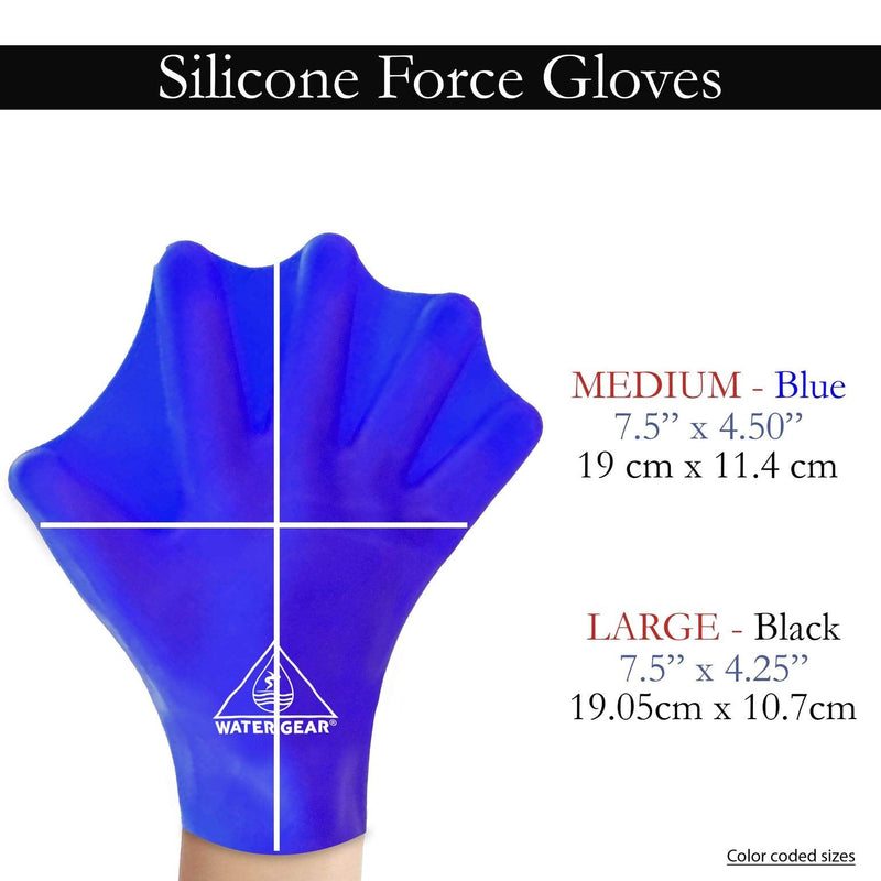 Water Gear Silicone Force Gloves - Aqua Fitness Gloves - Great for Workouts and Diving - Designed with Enhanced Grip Blue Medium - NewNest Australia