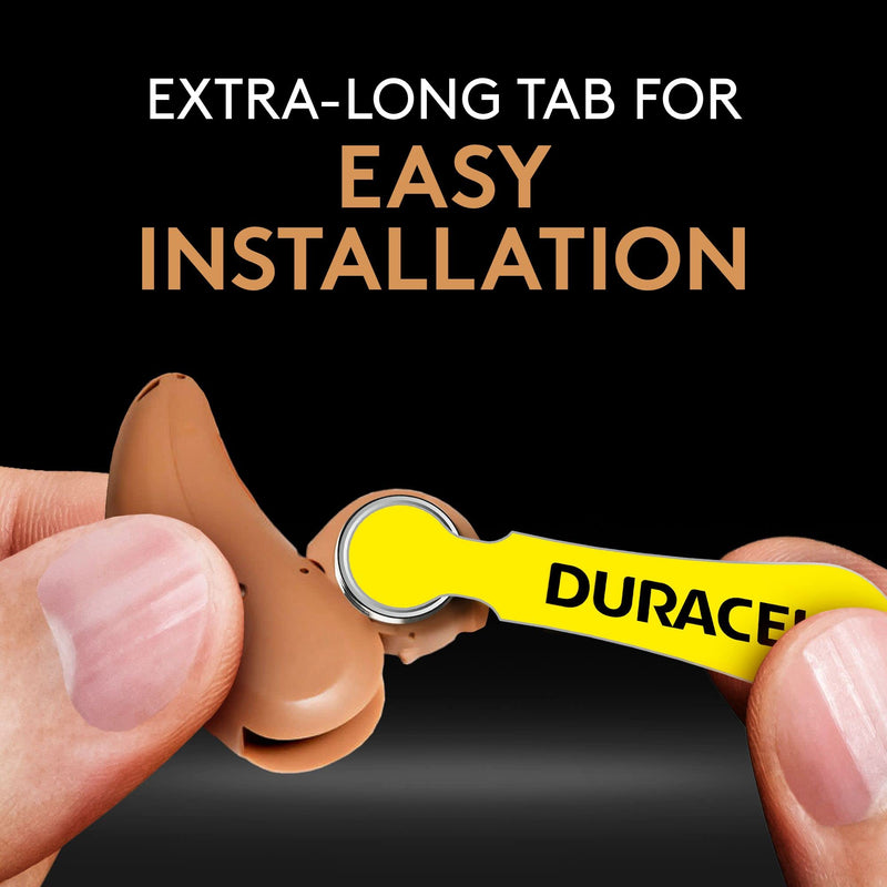 Duracell Hearing Aid Batteries long lasting battery with EasyTab for ease of installation (Pack of 1) 12 Count 10 (Yellow) - 12 Count - NewNest Australia