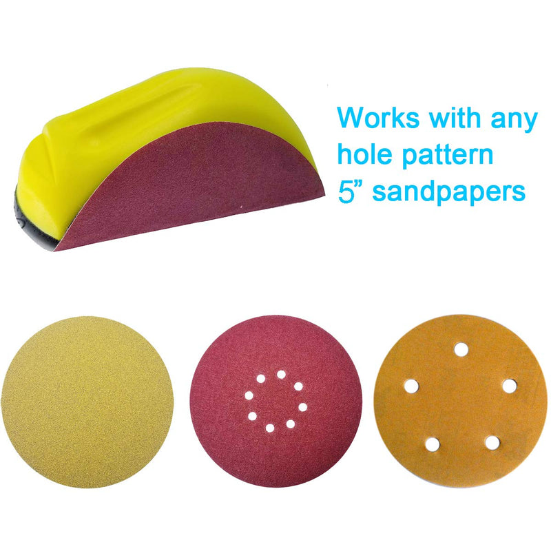 Tockrop 2 Pack 5 Inch Hand Sanding Blocks Round and Mouse-Shaped for 5 Inch Hook and Loop discs Ideal For Wood Furniture Restoration Home Arts and Crafts - NewNest Australia