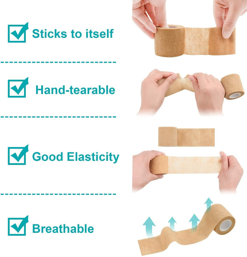 Self-Adhesive Cohesive Bandage 12 Self-Adhesive Bandage 5 Cm X 4.5 M Cohesive Tape Bandage Bandage Bandage Wrap Medical Adhesive Bandage For Pets First Aid Sports And Tattoo Grip Accessories (Black) - NewNest Australia