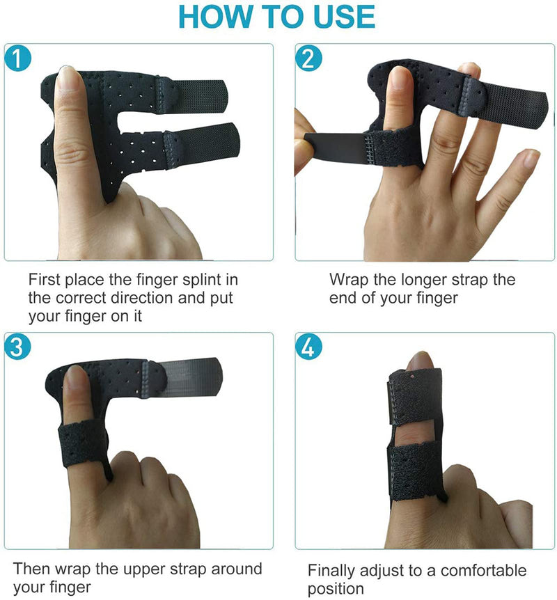 Trigger Finger Splint - Straighten Broken or Bent Fingers & Thumbs, Mallet Finger Splint for Stenosing Tenosynovitis Finger Pain Relief or Locking Finger Tendon Black With Hole - NewNest Australia