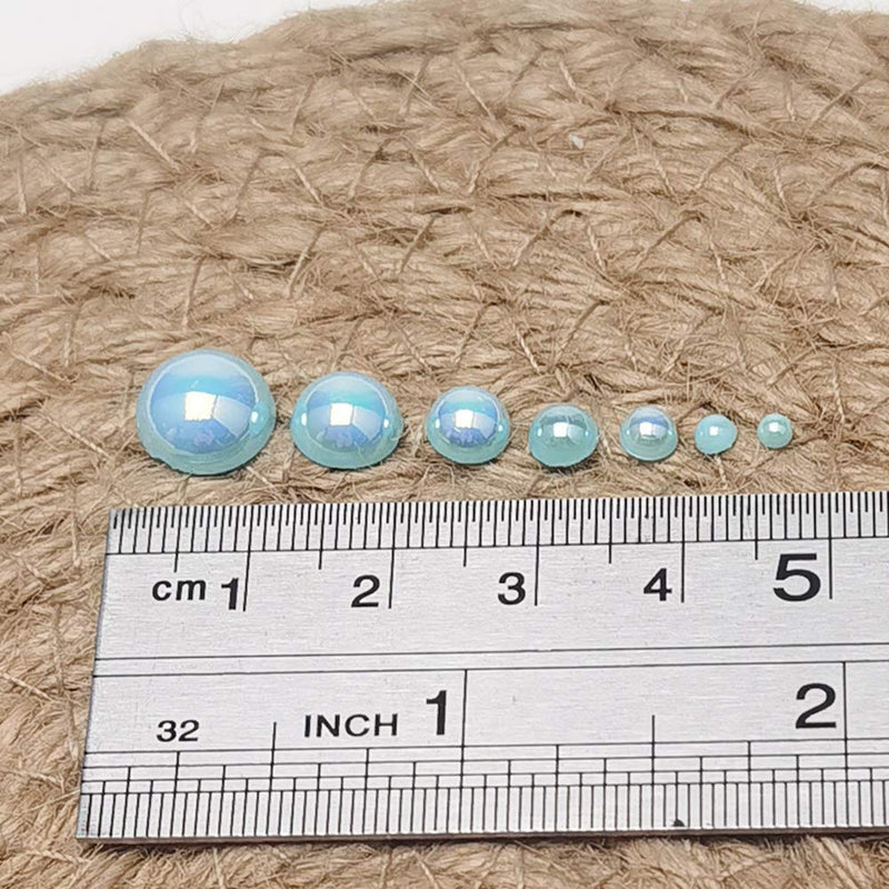 Chenkou Craft 3000PCS 1 Box Blue Round Flatback Half Pearls Bead Loose Beads Gem (Blue Half Ball) Blue half ball - NewNest Australia