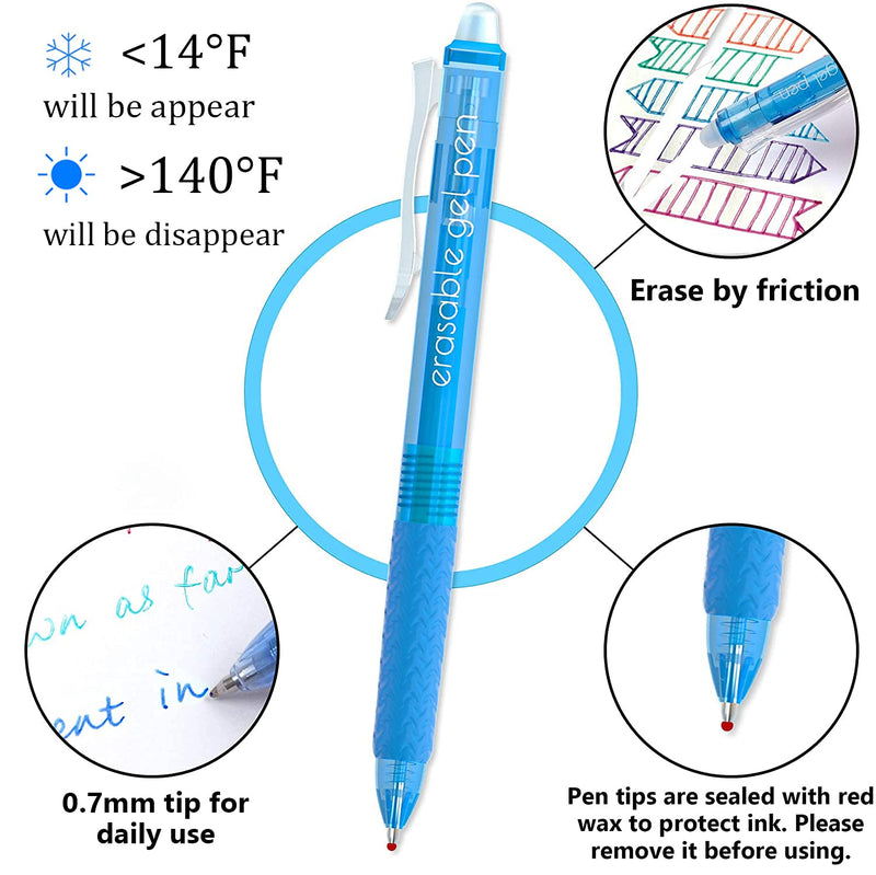Vanstek 18 Colors Retractable Erasable Gel Pens Clicker, Fine Point(0.7), Make Mistakes Disappear, Premium Comfort Grip for Drawing Writing Planner and Crossword Puzzles - NewNest Australia