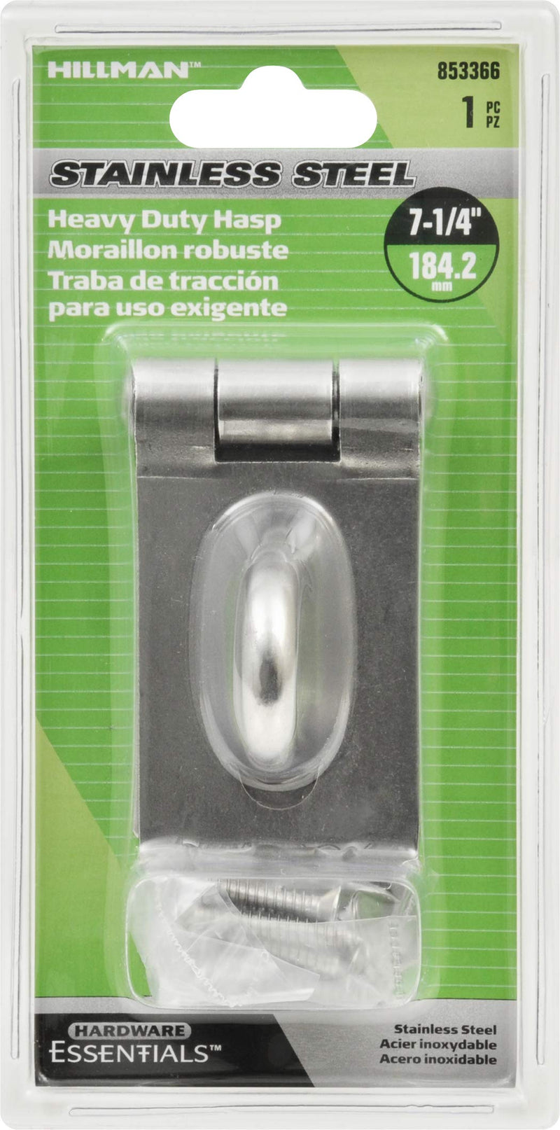 Hillman Hardware Essentials 853366 Heavy Duty Fixed Safety Staple Hasp - Stainless Steel 7-1/4" - NewNest Australia