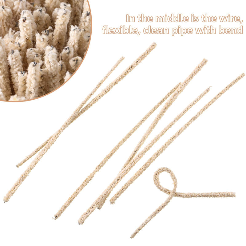 3 x 160 mm Soft Pipe Cleaners Long Chenille Stems Twistable Pipe Cleaners with Storage Box for Removing Dirty Cleaning Glass Ceramic Pipes (Beige) Beige - NewNest Australia