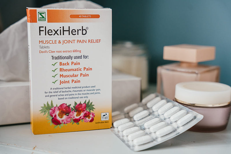 Schwabe Pharma - FlexiHerb Muscle and Joint Pain Relief - Devils Claw Root Extract 600mg - Traditionally used for Backache, Rheumatic Pain, Muscular Pain, Joint Pain - 40 Tablets - NewNest Australia
