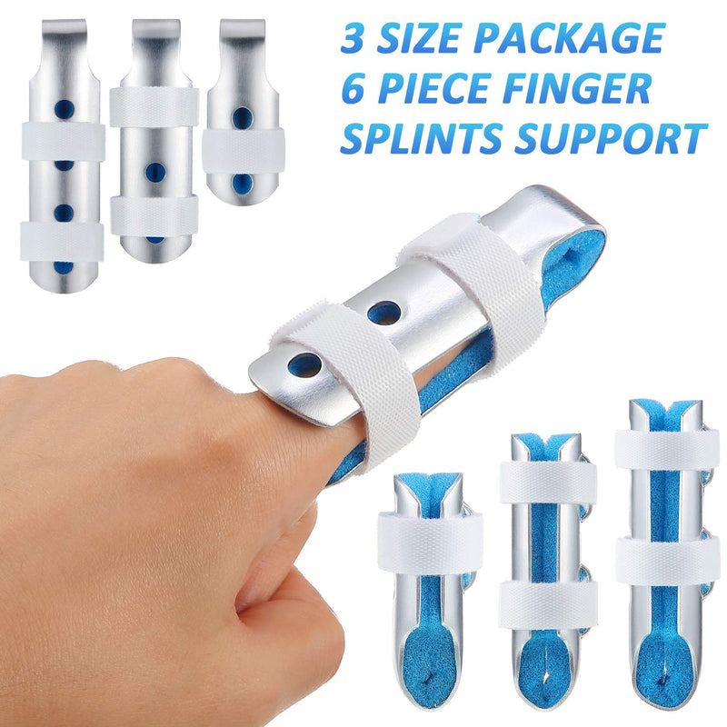 6 Pieces Finger Splints Metal Finger Support Finger Stabilizer for Adults and Children Finger Knuckle Joint Fixation, 3 Sizes (Blue) Blue - NewNest Australia
