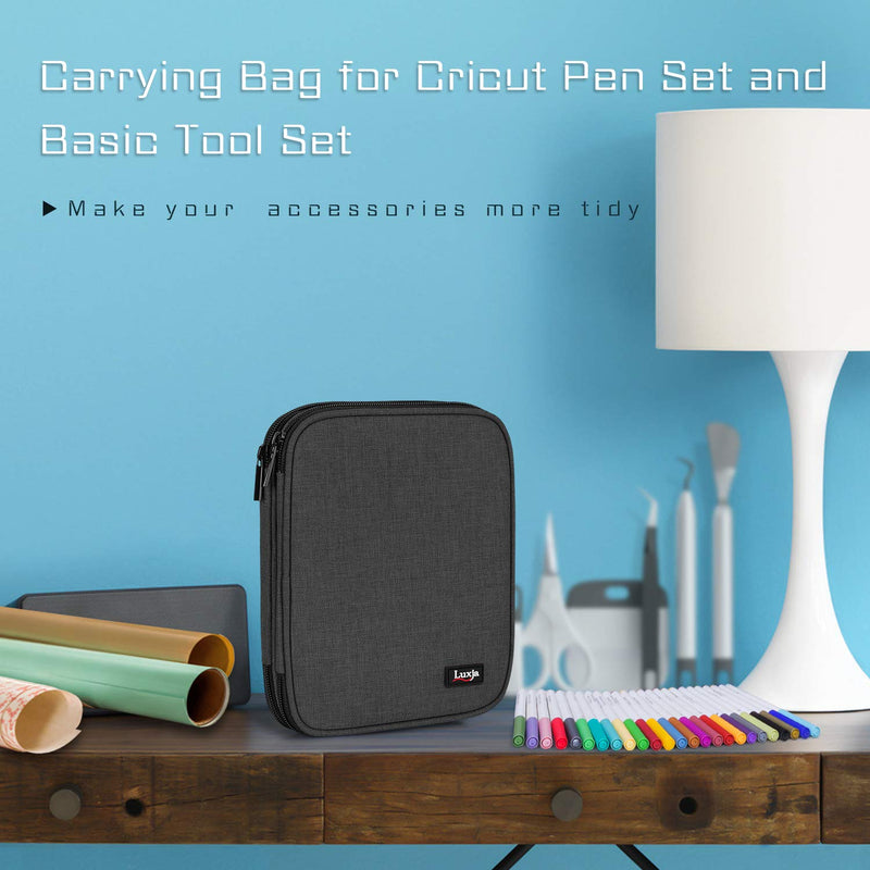 Luxja Carrying Bag Compatible with Cricut Pen Set and Basic Tool Set, Double-Layer Organizer Compatible with Cricut Accessories (Bag Only), Black - NewNest Australia