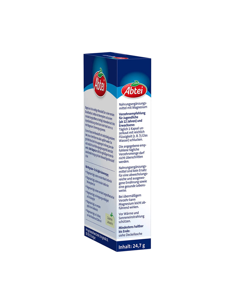 Abbey Magnesium - for sport, leisure and work - for a daily basic supply of magnesium for muscle and nerve function - with 240 mg magnesium - 1 x 40 capsules - NewNest Australia