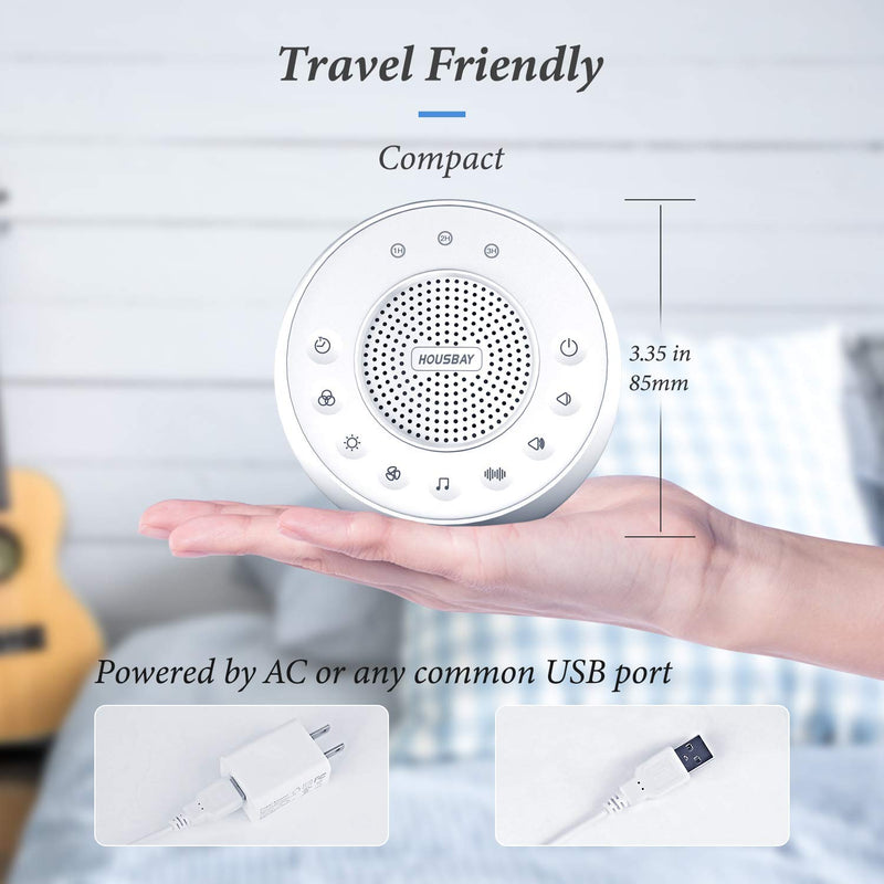 Housbay Glows White Noise Sound Machine - Night Light for Baby, Kids, 31 Soothing Sounds for Sleeping, Relaxation - Sleep Machine for Adults, Baby A-White - NewNest Australia