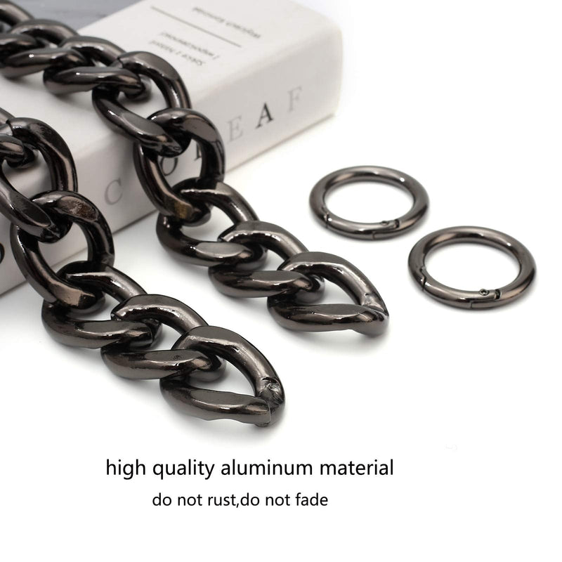 Xiazw DIY Heavy Chunky Aluminum Metal Purse Handle Bag Chain Charms Strap Replacement Handbag Accessories Decoration (Black) Black - NewNest Australia