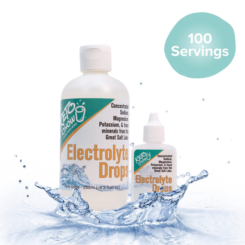 Keto Chow | Electrolyte Drops | Sodium, Magnesium, Potassium & Trace Minerals | Promotes Electrolyte Balance | Perfect for The Keto Diet and Intermittent Fasting | 250 ml Refill with Empty Flask 2 Piece Assortment - NewNest Australia